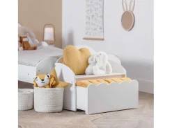 Banco de arrumação infantil com gaveta Nube Douceur Branco 60 cm