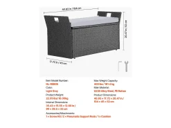 Banco de Arrumação SucceBuy, Exterior em Rattan Sintético, Baú de Jardim 151 L, Capacidade de Carga 181,4 kg, Assento Exterior para Pátio, Jardim, Varanda