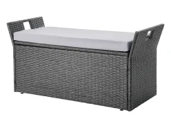 Banco de Arrumação SucceBuy, Exterior em Rattan Sintético, Baú de Jardim 151 L, Capacidade de Carga 181,4 kg, Assento Exterior para Pátio, Jardim, Varanda