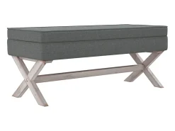 Banco de arrumação 110x45x49 cm tecido cinzento-escuro