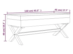 Banco de arrumação 110x45x49 cm tecido cinzento-escuro