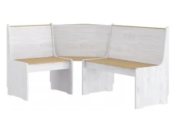 Banco de canto REINE 151 cm pinho maciço castanho mel e branco