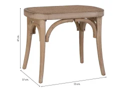 Banco de madeira com assento de rattan, marrom