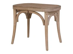 Banco de madeira com assento de rattan, marrom
