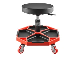 Banco de Oficina, SucceBuy Banco de Oficina Móvel, Assento de Mecânico com Rodas, Capacidade 136 kg para Reparação e Manutenção Automóvel, Preto e Vermelho