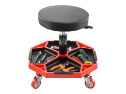 Banco de Oficina, SucceBuy Banco de Oficina Móvel, Assento de Mecânico com Rodas, Capacidade 136 kg para Reparação e Manutenção Automóvel, Preto e Vermelho