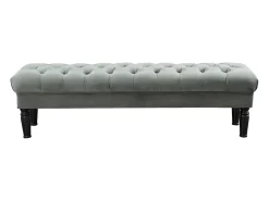 Banco de pés de cama, estilo barroco, veludo cinza - RINALDO