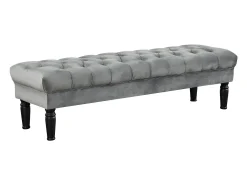 Banco de pés de cama, estilo barroco, veludo cinza - RINALDO