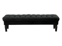 Banco de pés de cama, estilo barroco, veludo preto - RINALDO