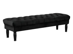 Banco de pés de cama, estilo barroco, veludo preto - RINALDO