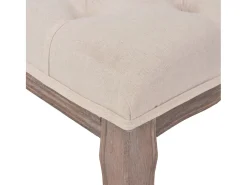 Banco em linho e madeira maciça 110x38x48 cm branco nata