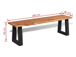 Banco em madeira de acácia maciça 160 cm