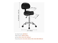Banco Ergonómico Tipo Sela, SucceBuy Banco Tipo Sela com Encosto em Pele PU com Altura Ajustável, Preto