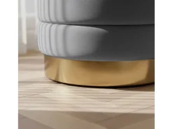Banco estofado com compartimento em veludo 80 cm BELLA Cinza Escuro