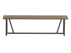 Banco metalico grande con asiento de madera