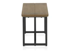 Banco metalico grande con asiento de madera