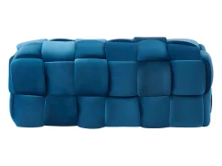 Banco trançado em veludo azul. Cabeceira de cama. FABERO
