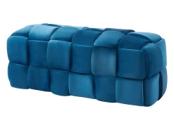Banco trançado em veludo azul. Cabeceira de cama. FABERO