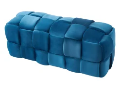 Banco trançado em veludo azul. Cabeceira de cama. FABERO