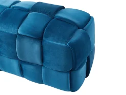 Banco trançado em veludo azul. Cabeceira de cama. FABERO