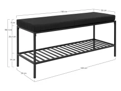 Banco Vita, Preto, 36x100x48,5 cm, Kendra Home