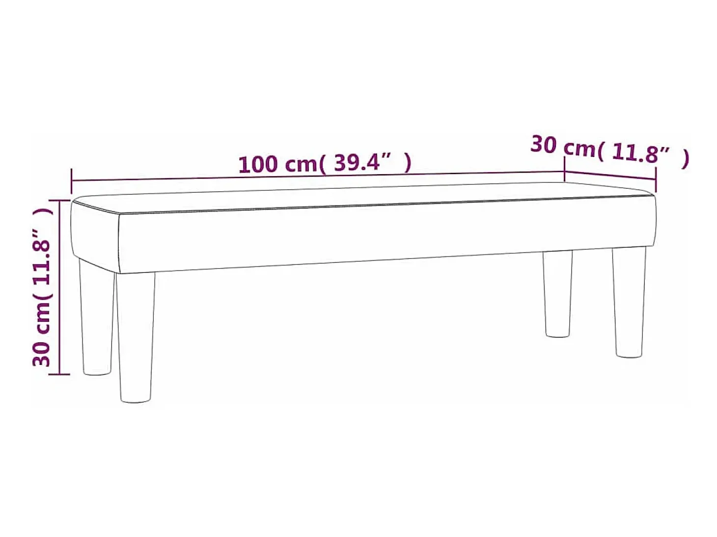 Banco 100x30x30 cm tecido cor creme