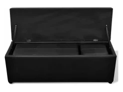 Bancos armazenamento e apoio para os pés, pele artificial, preto 3 pçs