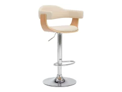 Bancos de bar 2 pcs madeira curvada e couro artificial creme