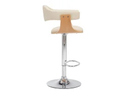 Bancos de bar 2 pcs madeira curvada e couro artificial creme