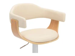 Bancos de bar 2 pcs madeira curvada e couro artificial creme