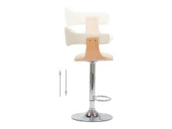 Bancos de bar 2 pcs madeira curvada e couro artificial creme