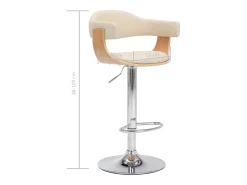 Bancos de bar 2 pcs madeira curvada e couro artificial creme