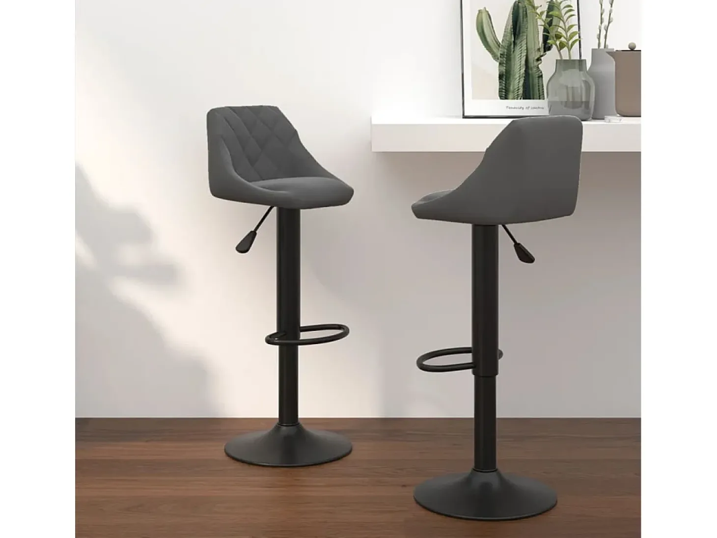 Bancos de bar 2 pcs veludo cinzento-escuro