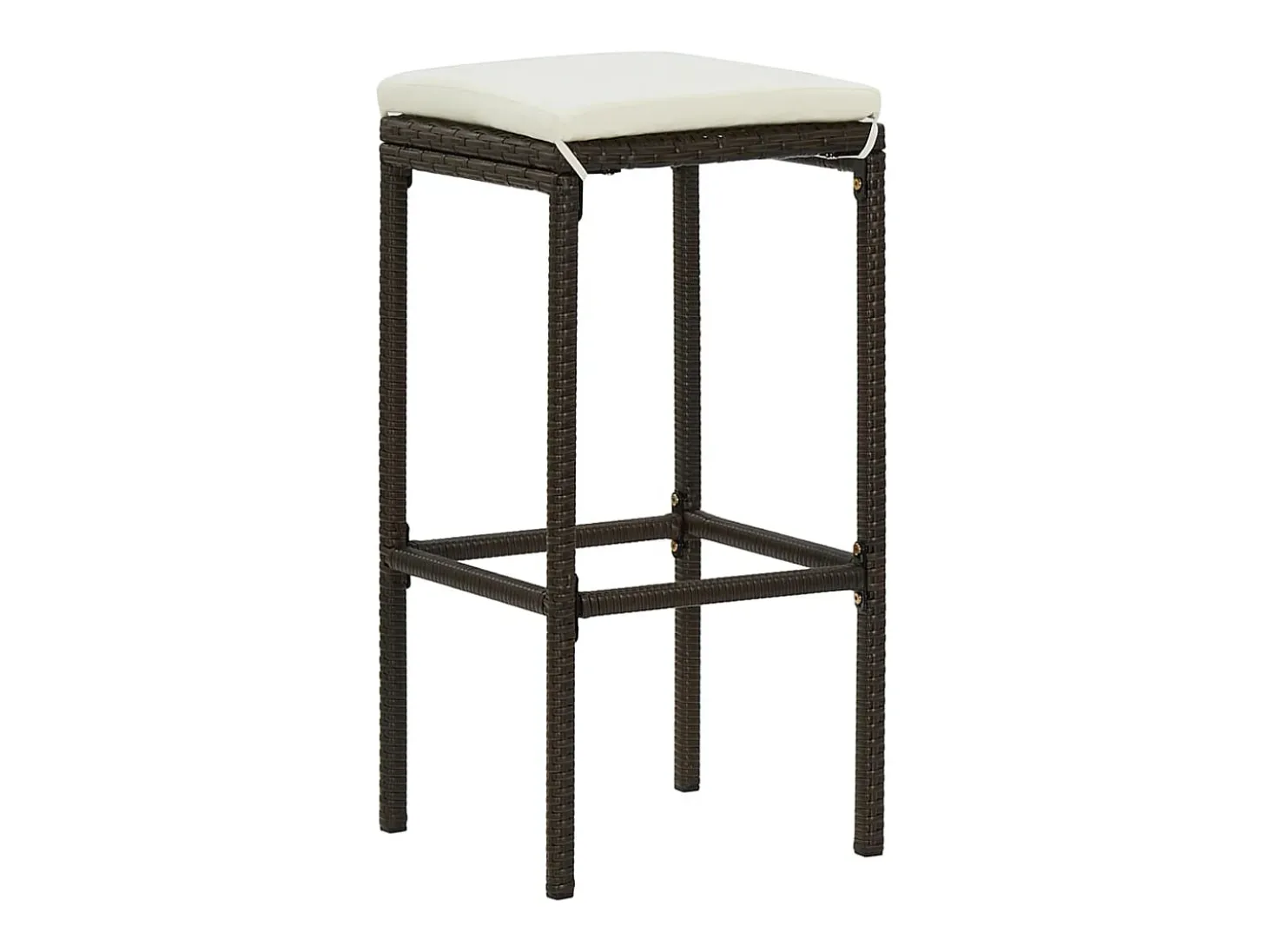 Bancos de bar com almofadões 2 pcs vime PE castanho