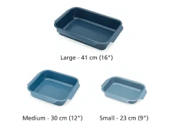 Bandeja antiaderente Joseph Joseph Nest Oven, média, empilhável, com alça de fácil manuseio, ideal para assar alimentos, cor azul.