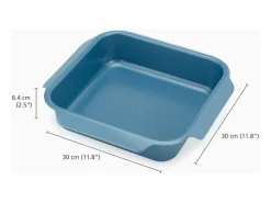 Bandeja antiaderente Joseph Joseph Nest Oven, média, empilhável, com alça de fácil manuseio, ideal para assar alimentos, cor azul.