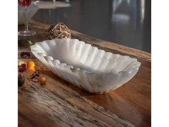 Bandeja de mármore branco esculpida à mão