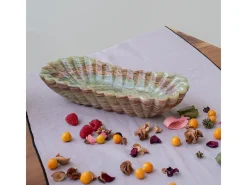 Bandeja de mármore verde esculpida à mão