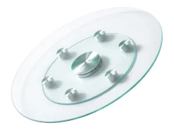 Bandeja Giratória Redonda SucceBuy para Mesa, 61 cm, Bandeja de Serviço Giratória a 360°, Centro de Mesa de Jantar em Vidro Temperado com 6 Rodas, para Banquetes