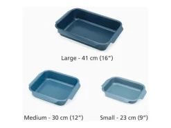 Bandeja para assar antiaderente Joseph Joseph Nest Oven, grande, empilhável, com alças fáceis de segurar, ideal para assar alimentos, cor azul.