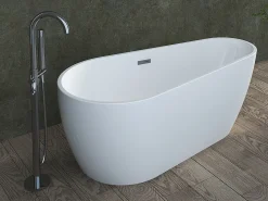 Banheira assimétrica de instalação livre - 240 L - 160 x 80 x 59 cm - Branca - Acrílica - LEPINE