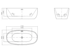 Banheira autónoma NICA - 170 * 80 * 58 cm - 238 L - Branco