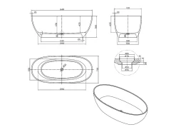 Banheira clássica 292 L, 160 x 72 x 56 cm, cinza, resina - SPAVO
