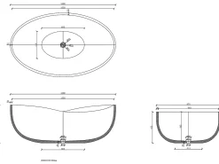 Banheira clássica assimétrica em cimento 160 x 97,5 x 58 cm - IVANOVO