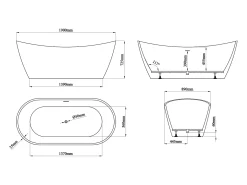 Banheira clássica branca 360 L acrílico 190 x 89 x 72 cm - BORAZA