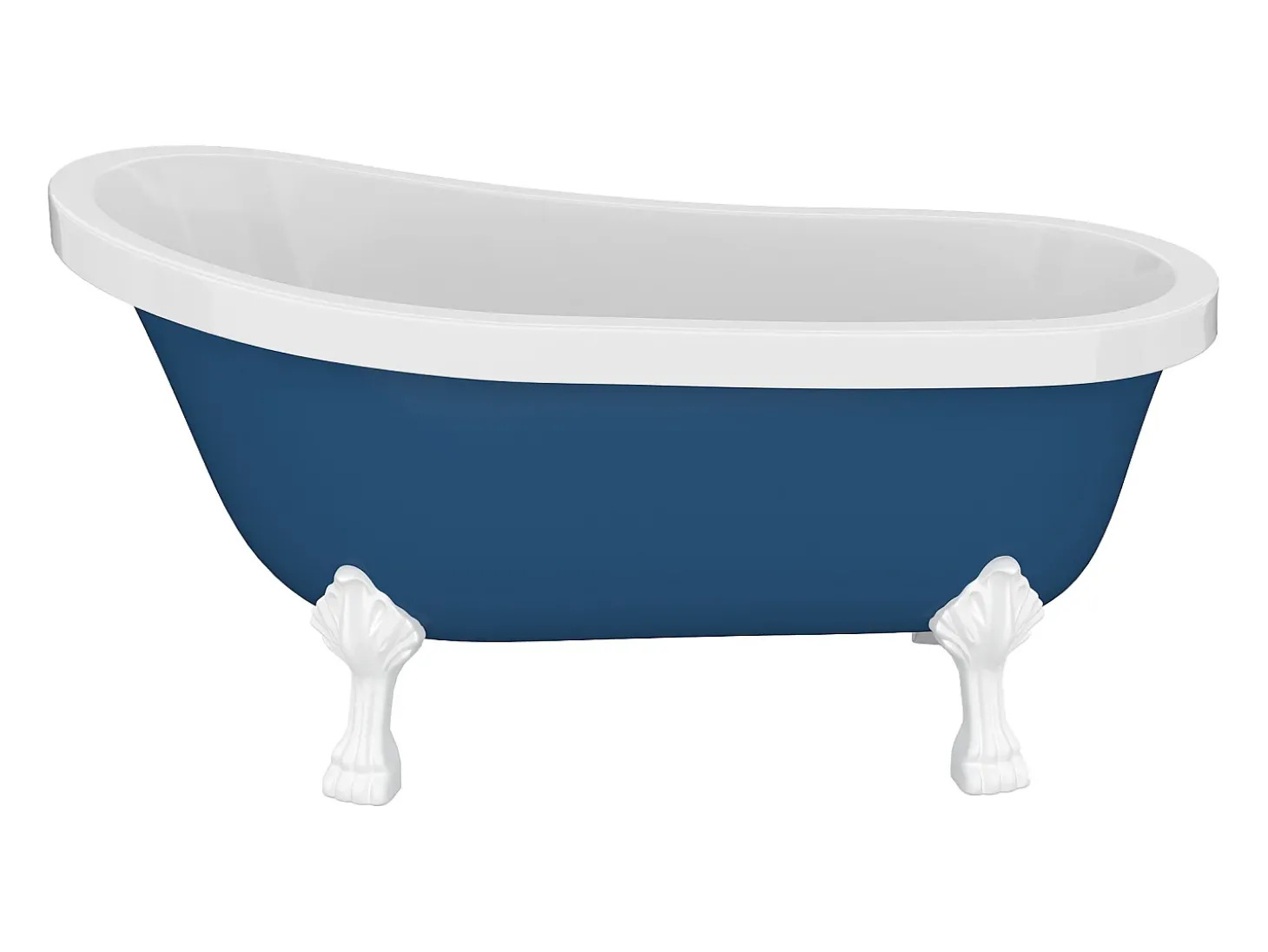 Banheira clássica com pés de leão brancos, 200 L, 145 x 74 x 77 cm, azul - NISOS II