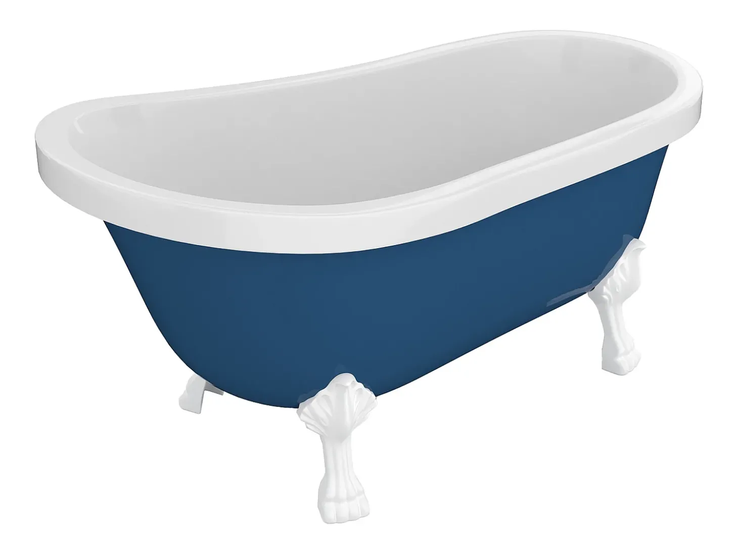 Banheira clássica com pés de leão brancos, 200 L, 145 x 74 x 77 cm, azul - NISOS II