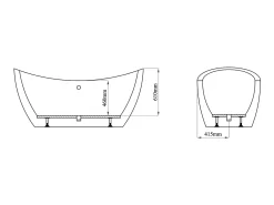 Banheira clássica design ALDA - Em acrílico de 3,5 mm - 83x170x77cm - 180 l
