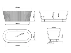 Banheira clássica estriada 255 l, 149x73x58 cm branco fosco acrílico - COBIANA