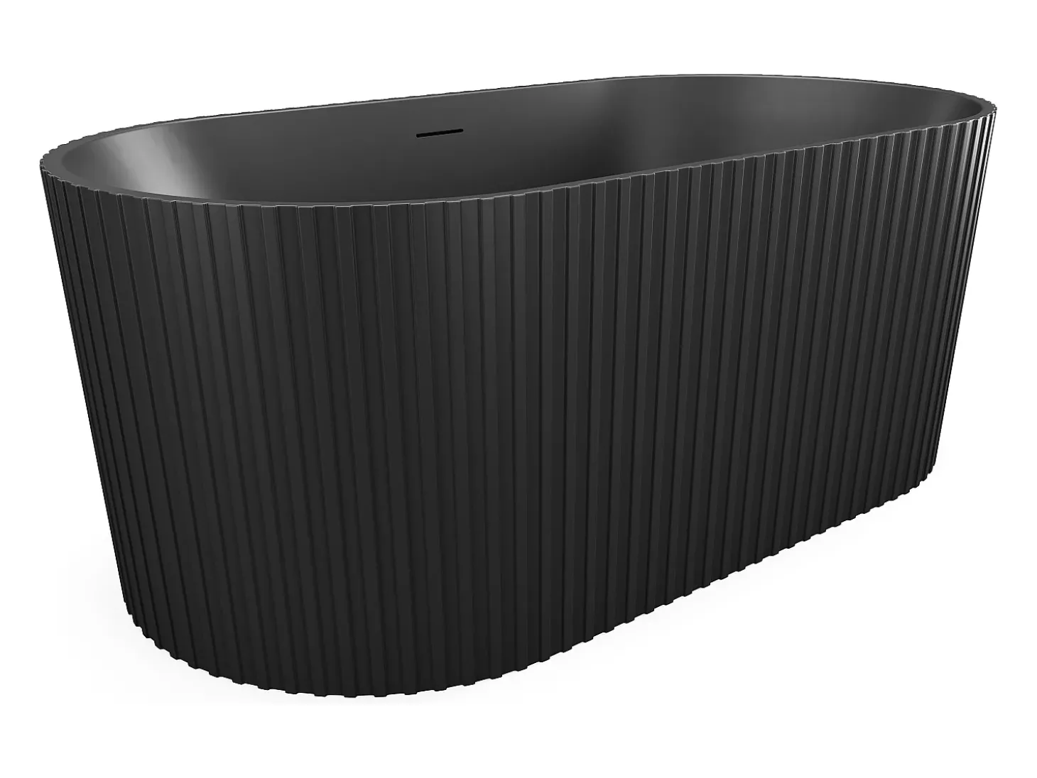 Banheira clássica estriada acrílico preto fosco 220 l, 150 x 75 x 58 cm ALIENA